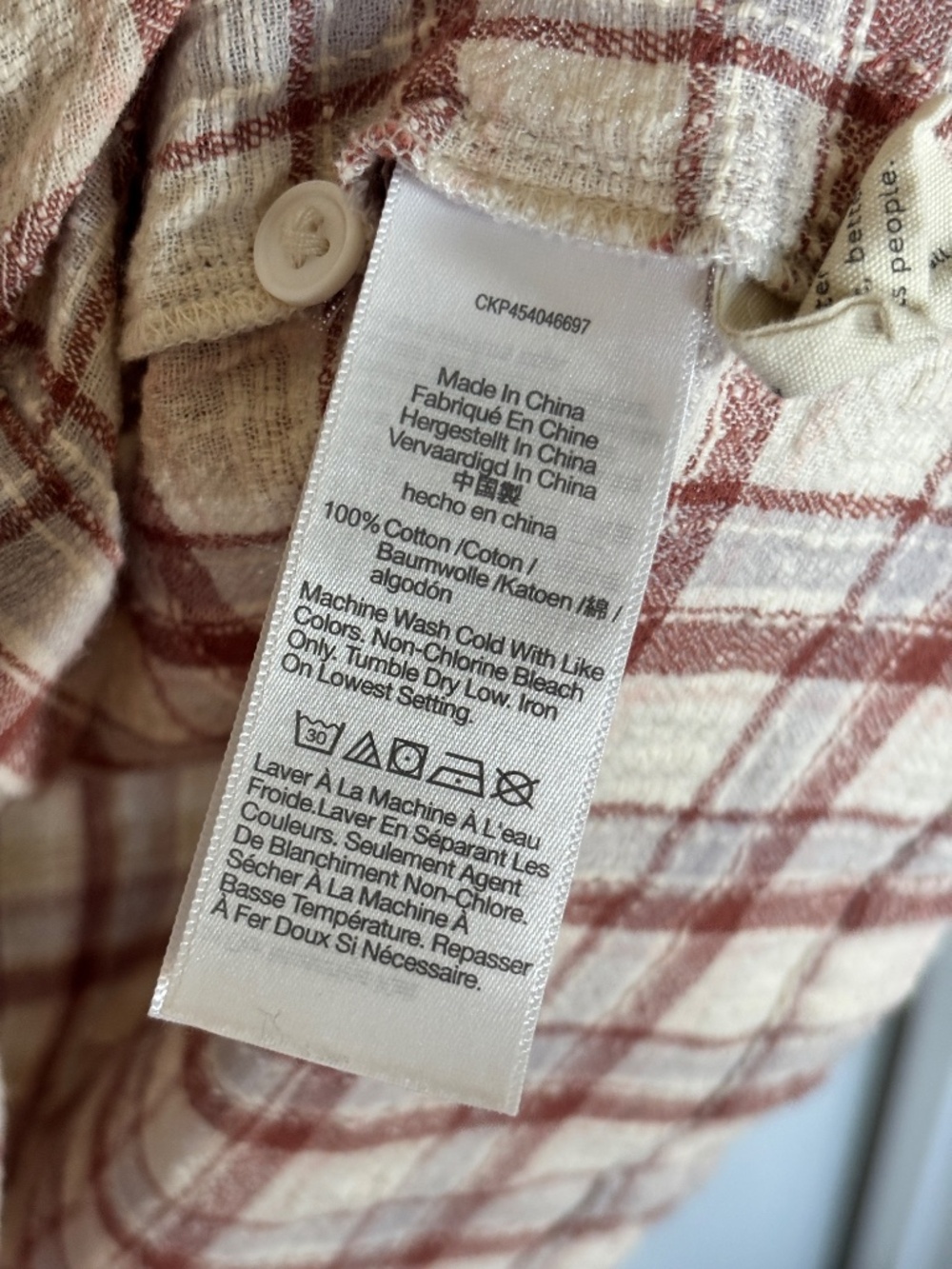 Madewell Plaid Button Front Cotton Gauze Midi Dress Size Large - Picture 5 of 6
